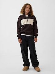 Gap Brown Vintage Soft Quarter-Zip Sweatshirt (4-13yrs) - Image 3 of 5