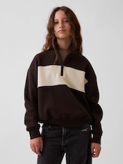 Gap Brown Vintage Soft Quarter-Zip Sweatshirt (4-13yrs) - Image 4 of 5