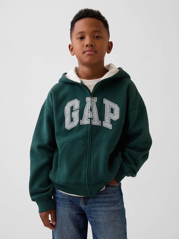 Verde - Gap Relaxed Logo Hanorac cu glugă (4-13yrs) - Imaginea 1 din 3