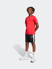 adidas Red 3 Stripes Training T-Shirt and Shorts Set - Image 1 of 8