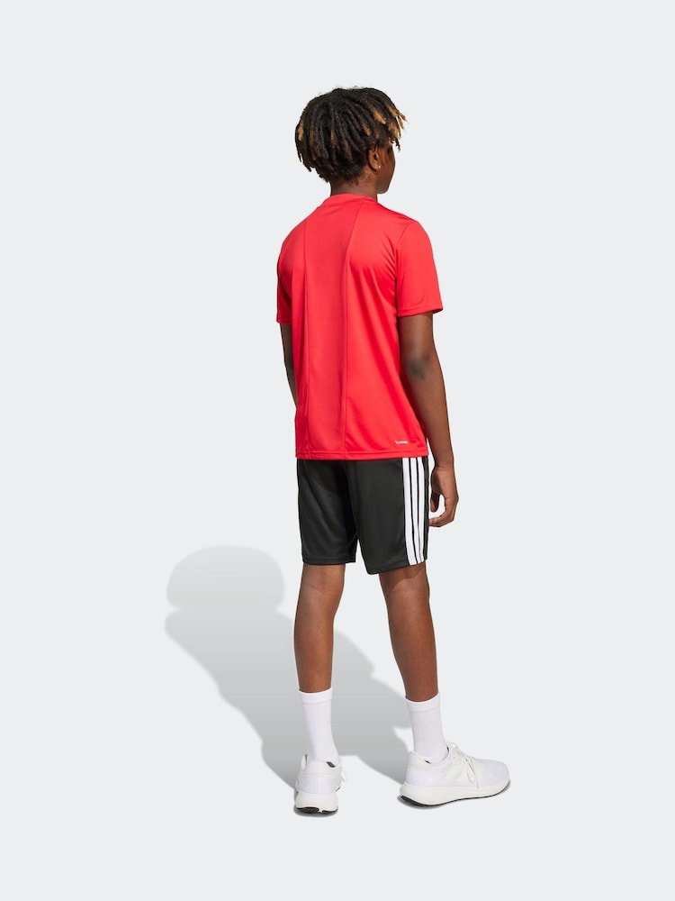 adidas Red 3 Stripes Training T-Shirt and Shorts Set - Image 2 of 8