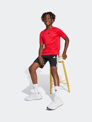 adidas Red 3 Stripes Training T-Shirt and Shorts Set - Image 3 of 8