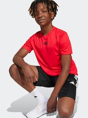 adidas Red 3 Stripes Training T-Shirt and Shorts Set - Image 4 of 8