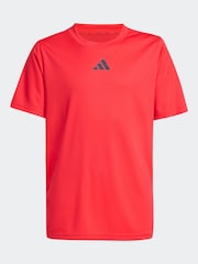 adidas Red 3 Stripes Training T-Shirt and Shorts Set - Image 7 of 8