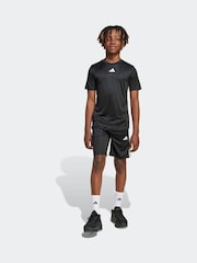 adidas Black 3 Stripes Training T-Shirt and Shorts Set - Image 1 of 8