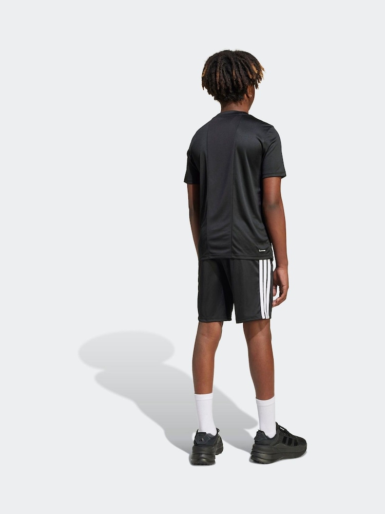 adidas Black 3 Stripes Training T-Shirt and Shorts Set - Image 2 of 8