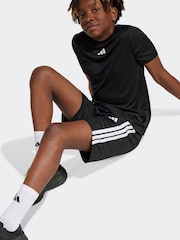 adidas Black 3 Stripes Training T-Shirt and Shorts Set - Image 3 of 8