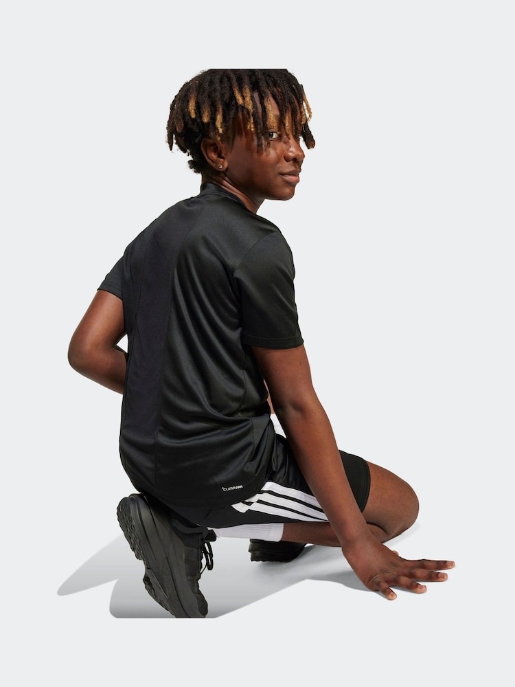 adidas Black 3 Stripes Training T-Shirt and Shorts Set - Image 4 of 8