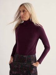 Seasalt Cornwall Purple Landing Roll Neck Top - Image 1 of 5