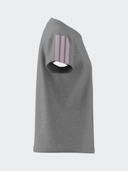 adidas Grey 3 Stripe Essentials 100% Cotton T-Shirt - Image 10 of 13