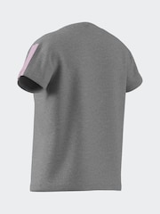 adidas Grey 3 Stripe Essentials 100% Cotton T-Shirt - Image 12 of 13