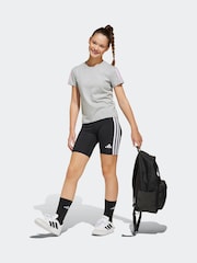 adidas Grey 3 Stripe Essentials 100% Cotton T-Shirt - Image 3 of 13