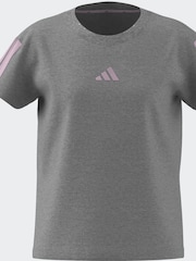 adidas Grey 3 Stripe Essentials 100% Cotton T-Shirt - Image 6 of 13