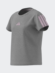 adidas Grey 3 Stripe Essentials 100% Cotton T-Shirt - Image 8 of 13