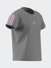 adidas Grey 3 Stripe Essentials 100% Cotton T-Shirt - Image 9 of 13