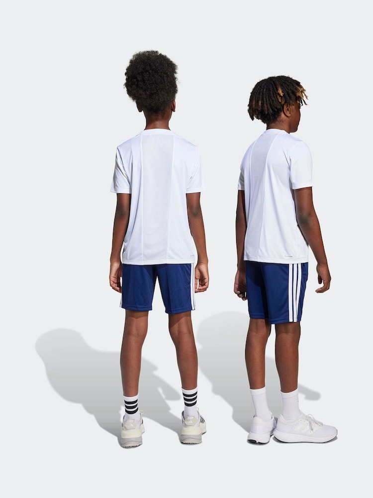 adidas White 3 Stripes Training T-Shirt and Shorts Set - Image 3 of 5