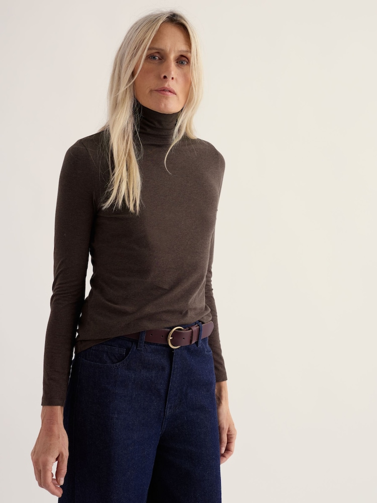 Seasalt Cornwall Brown Landing Roll Neck Top - Image 1 of 5 Seasalt Cornwall Brown Landing Roll Neck Top - Image 1 of 5