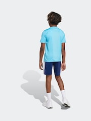 adidas Blue 3 Stripes Training T-Shirt and Shorts Set - Image 2 of 5
