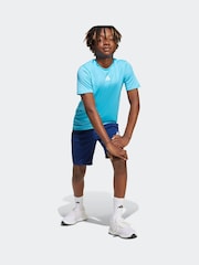 adidas Blue 3 Stripes Training T-Shirt and Shorts Set - Image 3 of 5