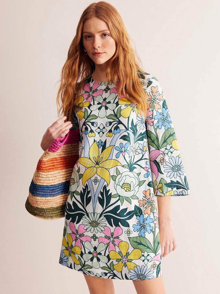 Boden Green Flare 100% Linen Short Dress - Image 2 of 7