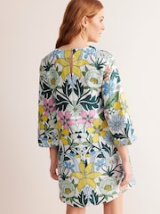 Boden Green Flare 100% Linen Short Dress - Image 4 of 7