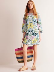 Boden Green Flare 100% Linen Short Dress - Image 6 of 7