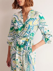 Boden Green 100% Linen Maxi Notch Neck Dress - Image 3 of 6