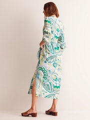Boden Green 100% Linen Maxi Notch Neck Dress - Image 4 of 6