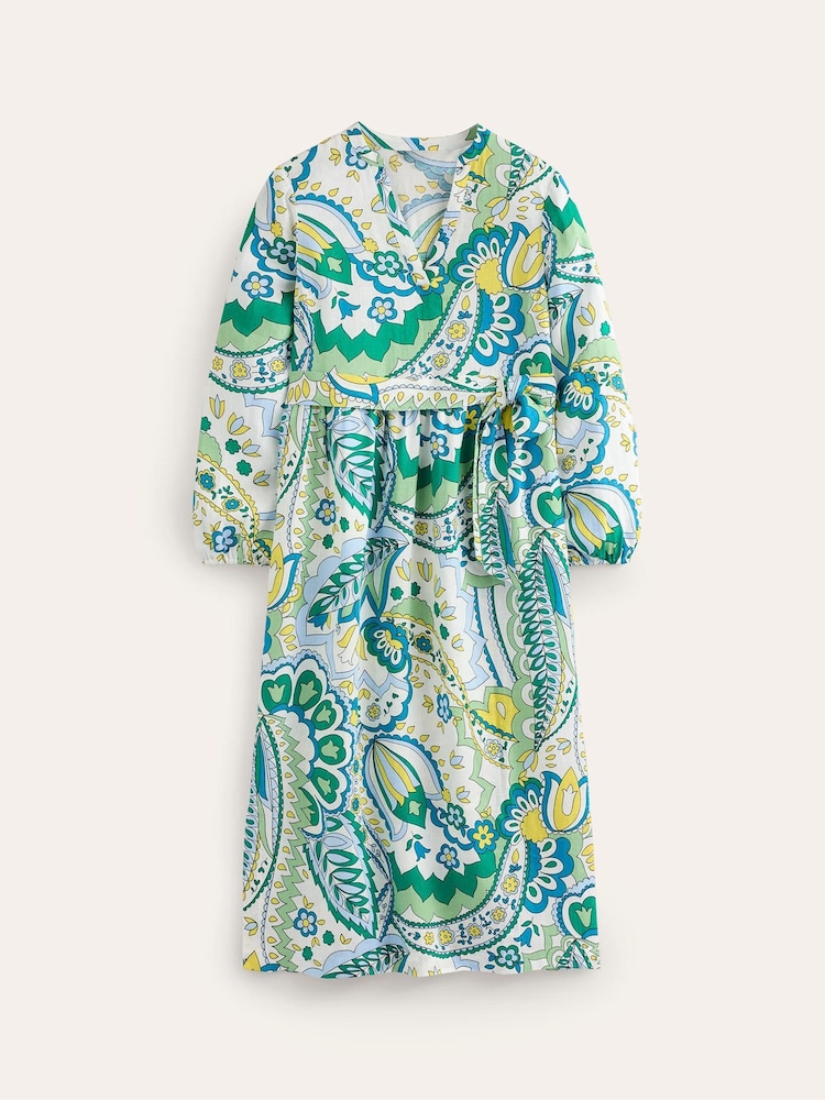 Boden Green 100% Linen Maxi Notch Neck Dress - Image 6 of 6 Boden Green 100% Linen Maxi Notch Neck Dress - Image 6 of 6