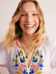 Boden White Una Linen Embroidered Dress - Image 2 of 7