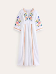 Boden White Una Linen Embroidered Dress - Image 7 of 7