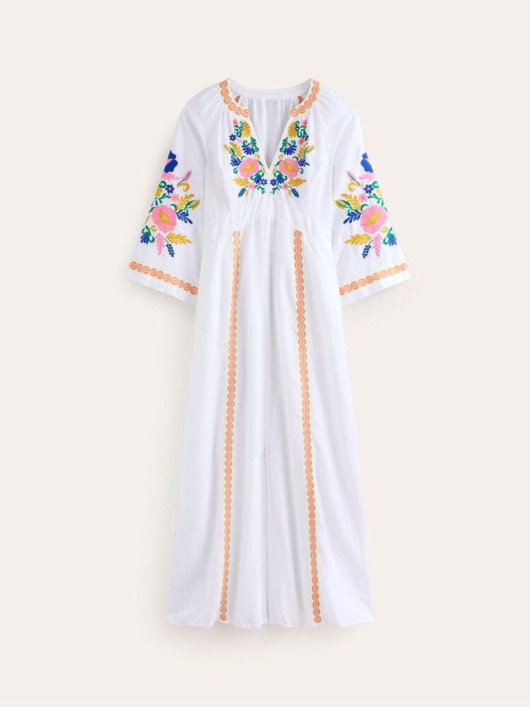 Boden White Una Linen Embroidered Dress - Image 7 of 7
