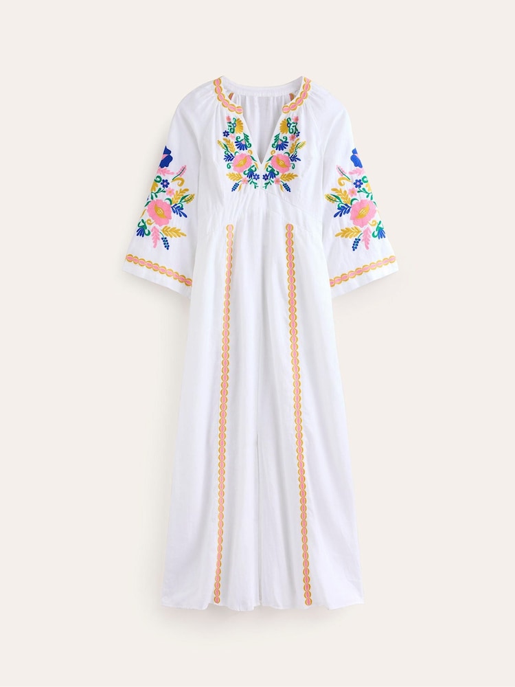 Boden White Una Linen Embroidered Dress - Image 7 of 7 Boden White Una Linen Embroidered Dress - Image 7 of 7