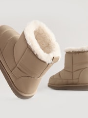Khaki/Stone Nylon Boot Slippers - Image 4 of 6