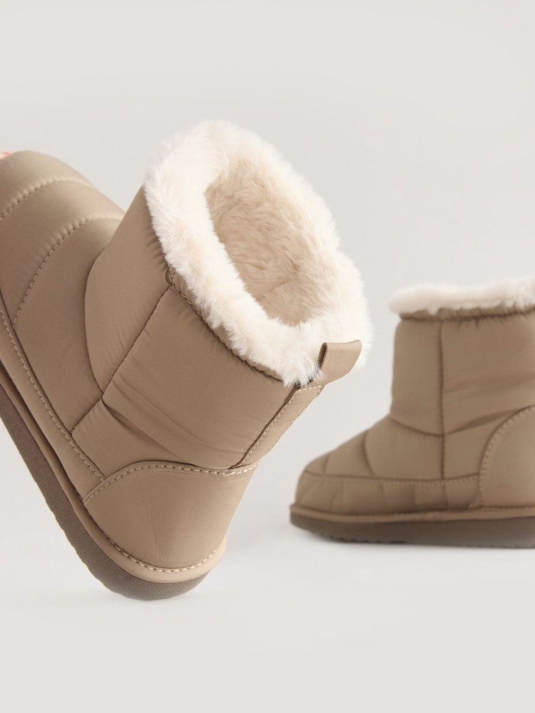 Khaki/Stone Nylon Boot Slippers - Image 4 of 6