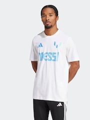 adidas White Messi Name and Number Graphic 100% Cotton T-Shirt - Image 1 of 6