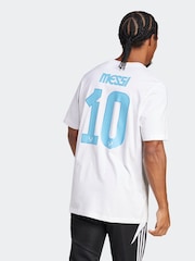 adidas White Messi Name and Number Graphic 100% Cotton T-Shirt - Image 2 of 6