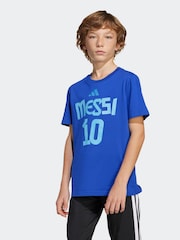 أزرق - adidas Messi Name and Number Graphic 100% Cotton T-Shirt - صورة 1 من 6