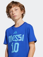 أزرق - adidas Messi Name and Number Graphic 100% Cotton T-Shirt - صورة 4 من 6