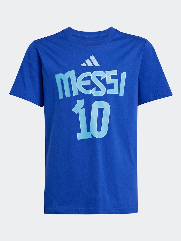أزرق - adidas Messi Name and Number Graphic 100% Cotton T-Shirt - صورة 6 من 6