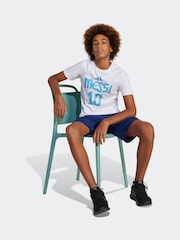 adidas White Messi Name and Number Graphic 100% Cotton T-Shirt - Image 3 of 6