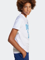 adidas White Messi Name and Number Graphic 100% Cotton T-Shirt - Image 4 of 6