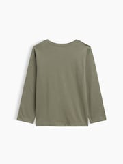 Gap Khaki Green Dinosaur Graphic Long Sleeve T-Shirt (6mths-5yrs) - Image 2 of 3