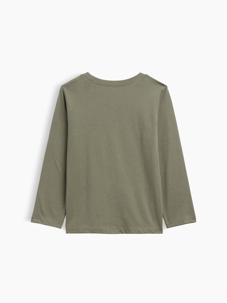 Gap Khaki Green Dinosaur Graphic Long Sleeve T-Shirt (6mths-5yrs) - Image 2 of 3 Gap Khaki Green Dinosaur Graphic Long Sleeve T-Shirt (6mths-5yrs) - Image 2 of 3
