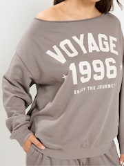Yours Curve Brown Slouch Sweatshirt & Jogger Set - Image 4 of 6