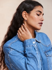 Mid Blue Oversize Denim 100% Cotton Shirt - Image 4 of 8