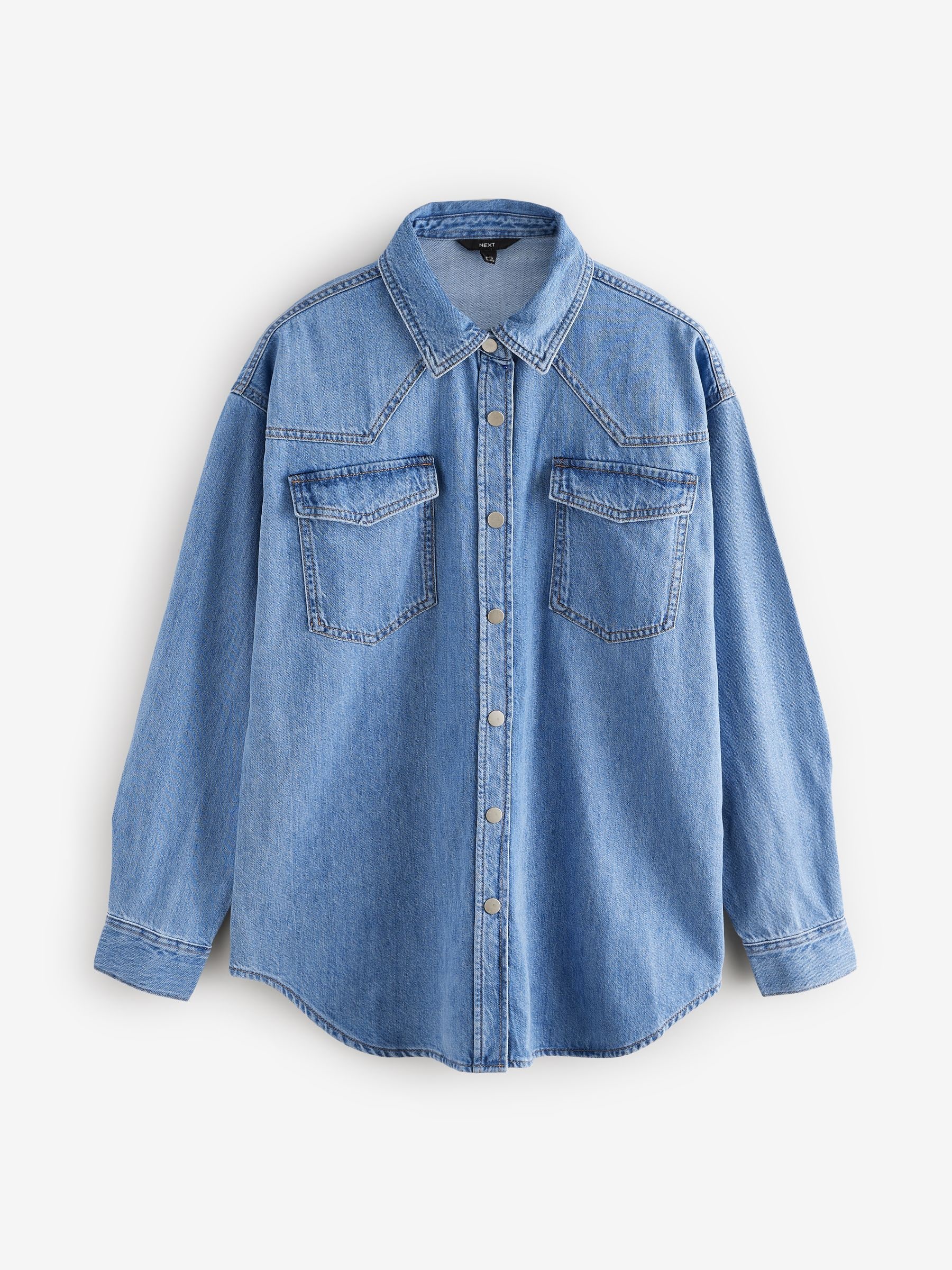 Mid Blue Oversize Denim 100% Cotton Shirt