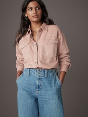 Pink Oversize Denim 100% Cotton Shirt - Image 1 of 8
