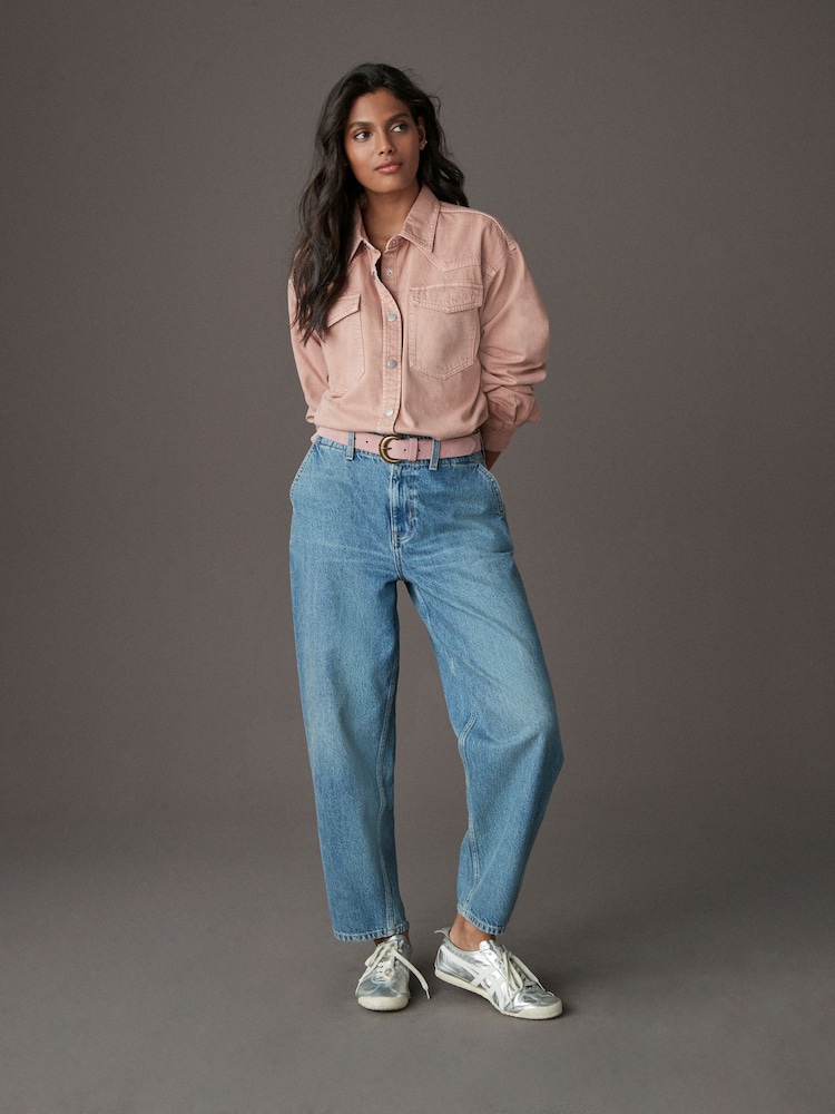 Pink Oversize Denim 100% Cotton Shirt - Image 2 of 8