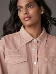 Pink Oversize Denim 100% Cotton Shirt - Image 4 of 8